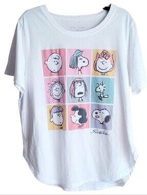 Love Tribe White Peanuts Kids Grid Character Tee  Size 1X